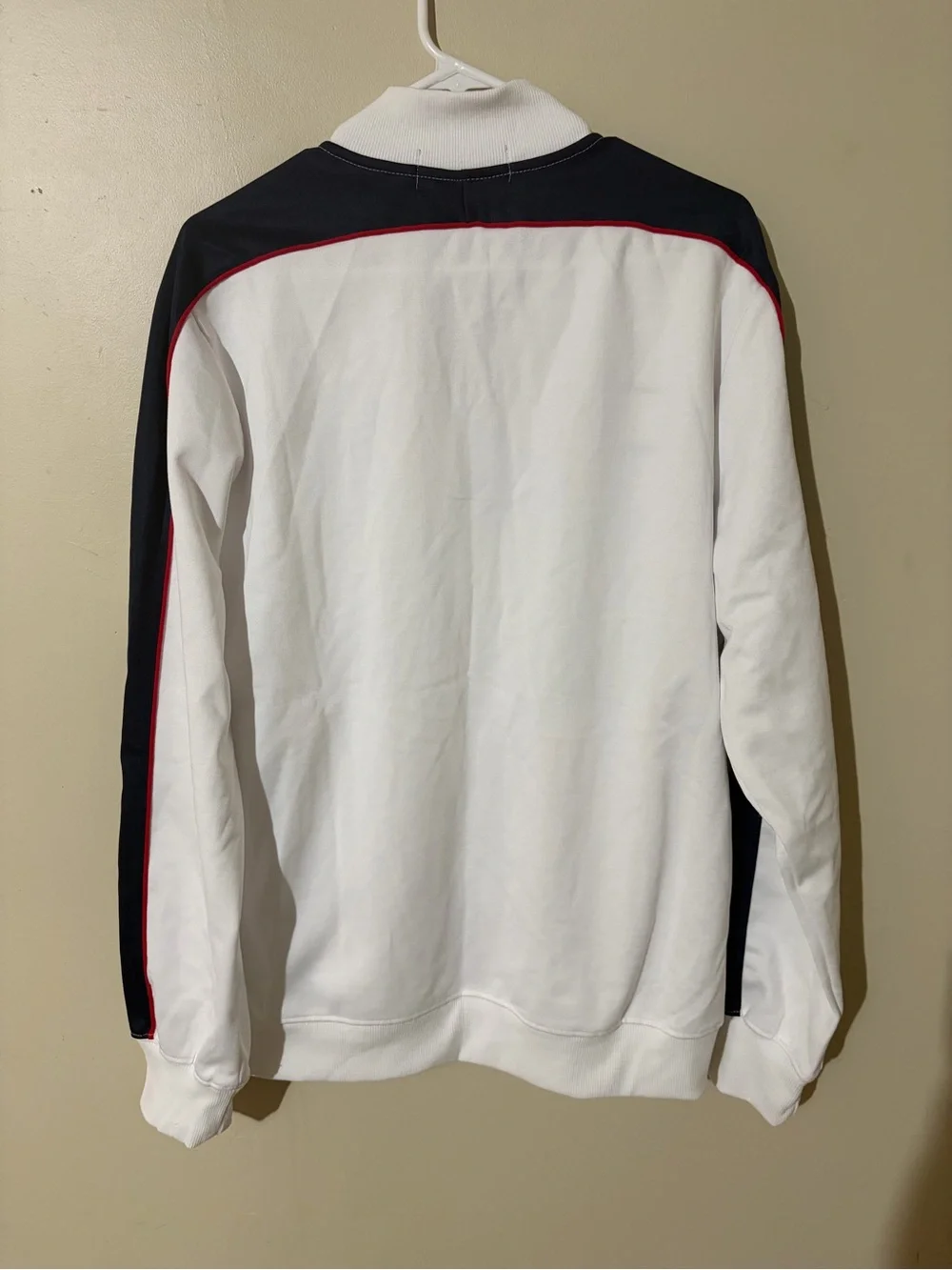 U.S. Polo Assn. White Zip-Front Track Jacket with Black Sleeve Panels